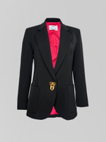 Пиджак CW01733 однотонный с розовой подкладой с застежкой-замком