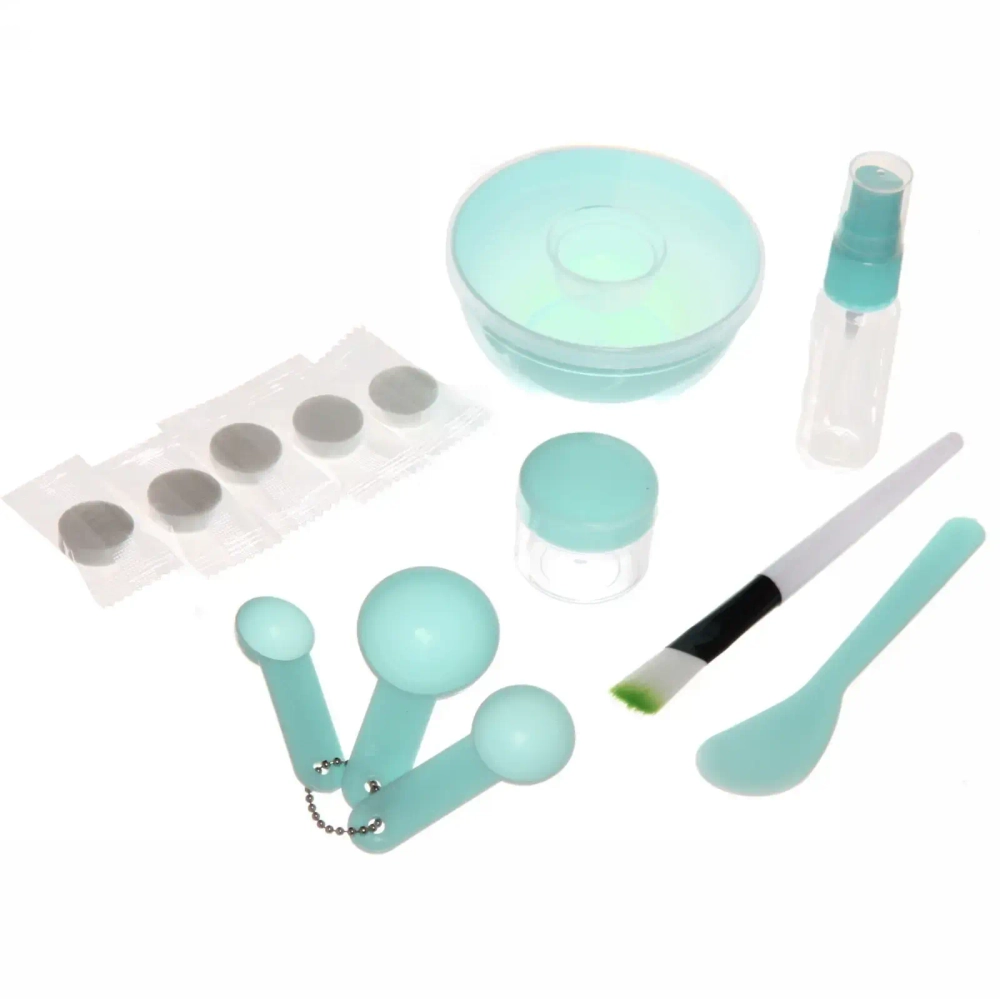 Набор косметический «Beauty», кисточка и лопатка, чаша и 5 масок, три мерных ложки, баночка и пульверизатор, микс 2 цвета, 16*24