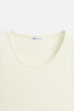 ZARA МАЙКА В РУБЧИК, ЖЕЛТОВАТО-БЕЛЫЙ