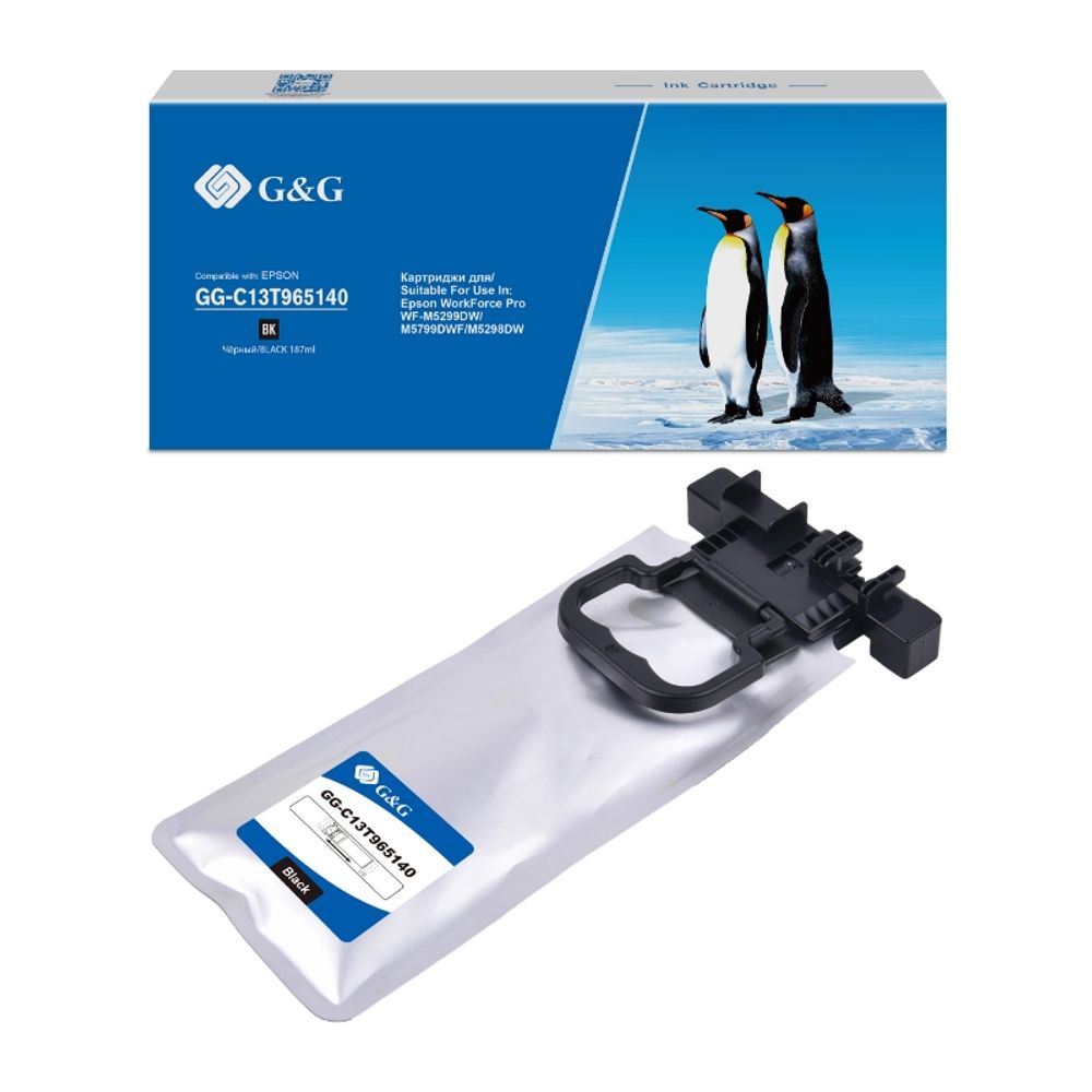 Картридж G&amp;G, аналог Epson C13T965140 для WorkForce Pro WF-M5299DW/M5799DWF/M5298DW черный (187ml)