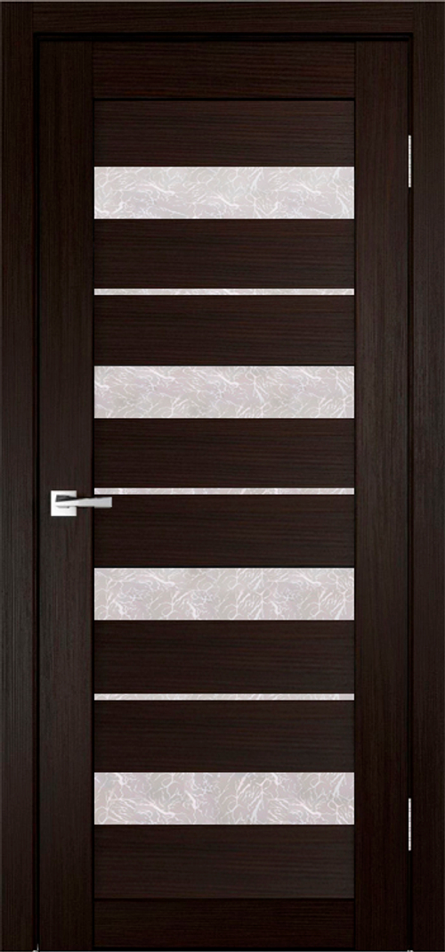 Межкомнатная дверь Велюкс 2 Ясень грей / Цвет тон Венге / Остекление "Гранит прозрачный" / Двери Верда