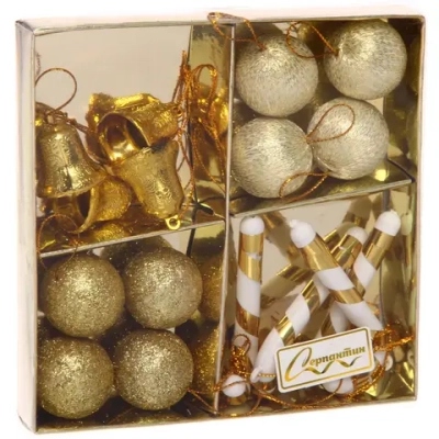 Набор украшений «Новогоднее ассорти» 13.5*13.5 см, Золото