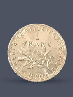 Монета Франции 1 франк (franc) 1920 год