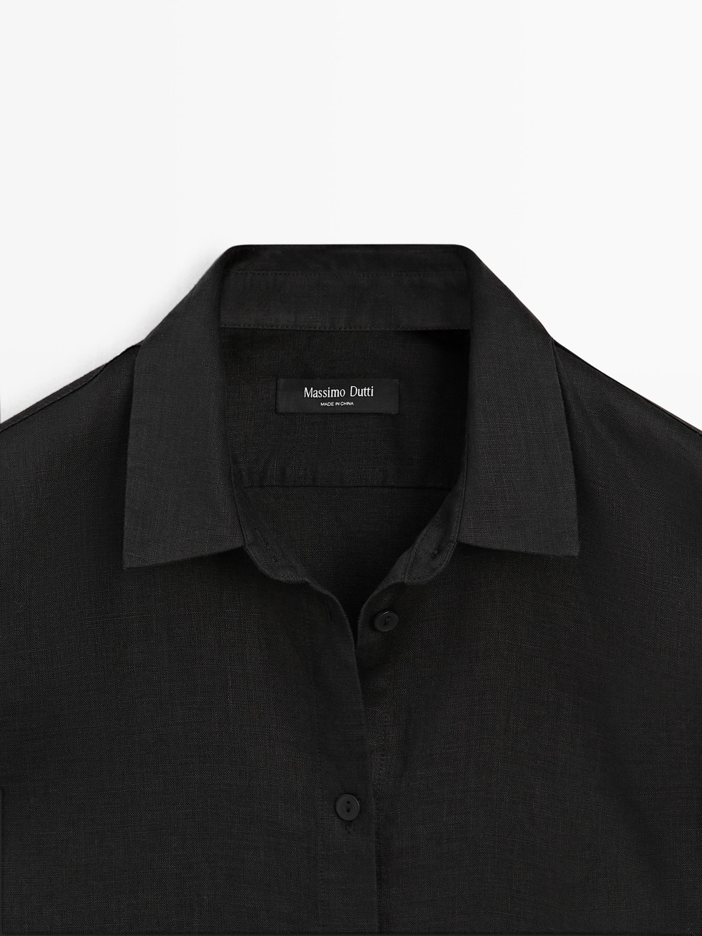 Massimo Dutti Льняная рубашка свободного кроя, черный