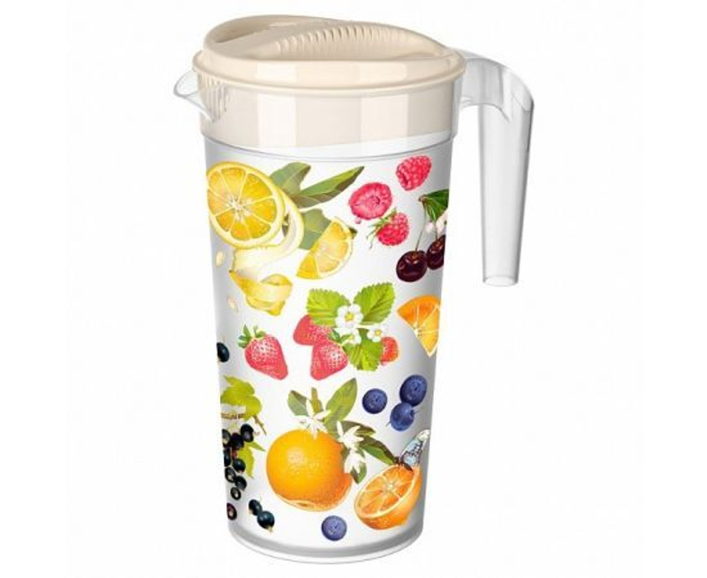 Кувшин Бытпласт с крышкой и декором, 1,5 л, зеленый