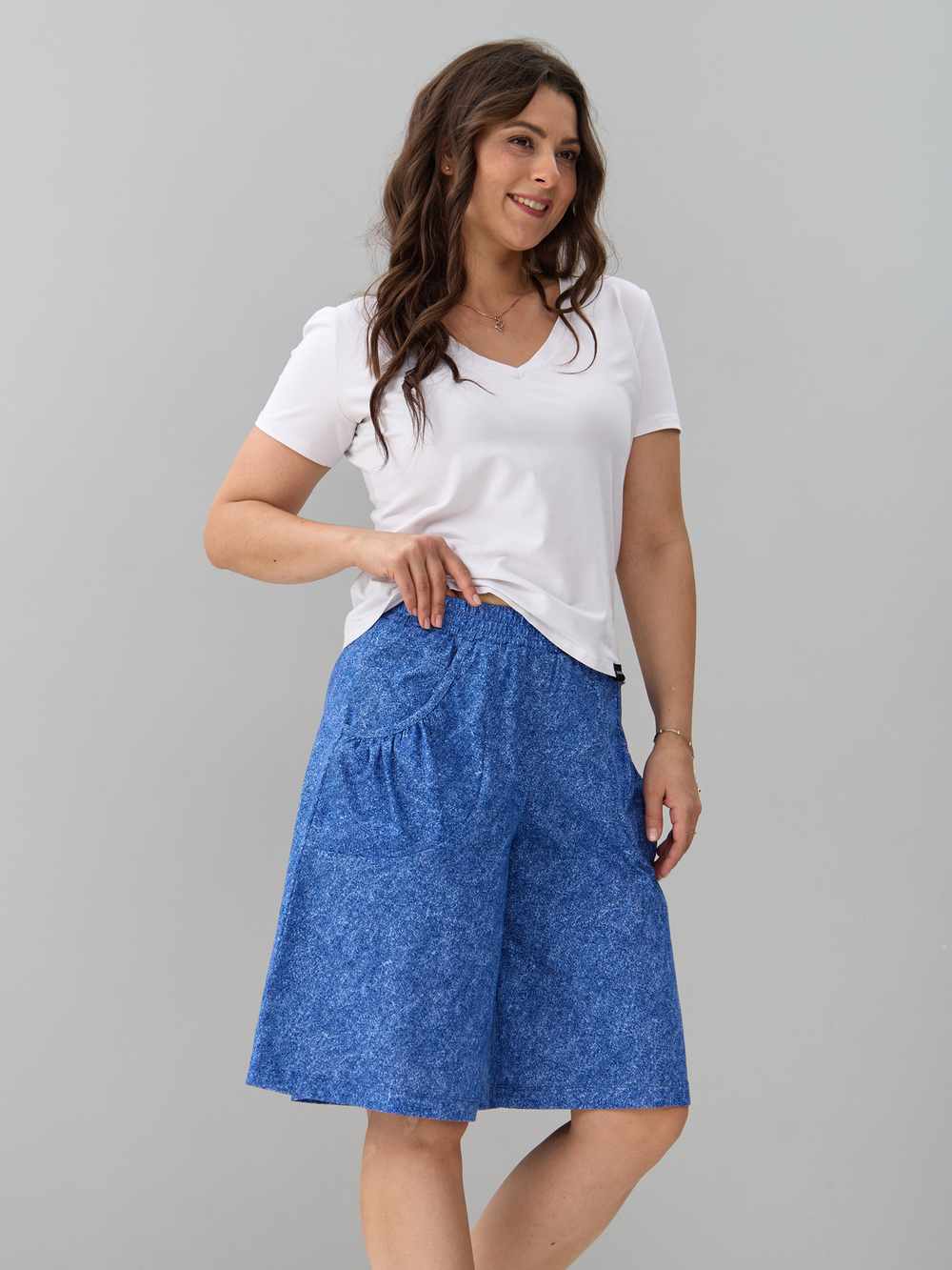 Юбка-шорты Ю-004/джинса-голубая