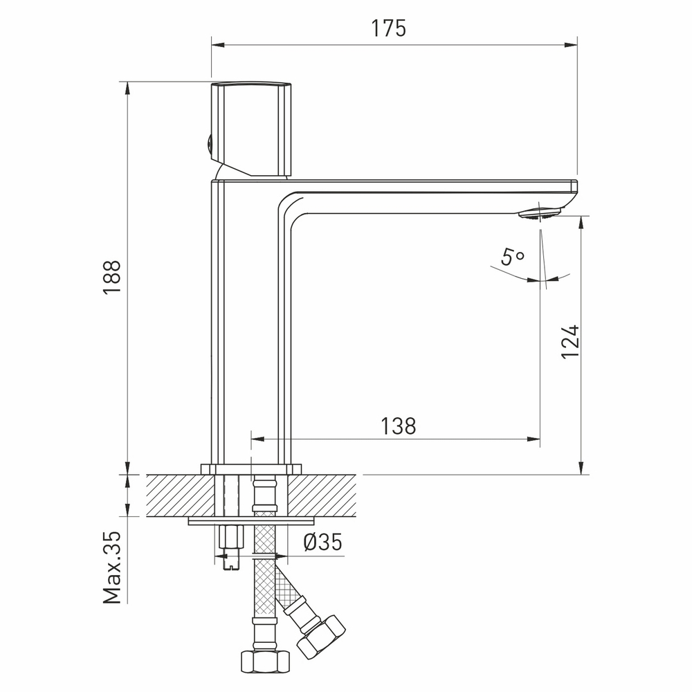 Смеситель для раковины 26k MIXLINE ML27-04 "Primo"