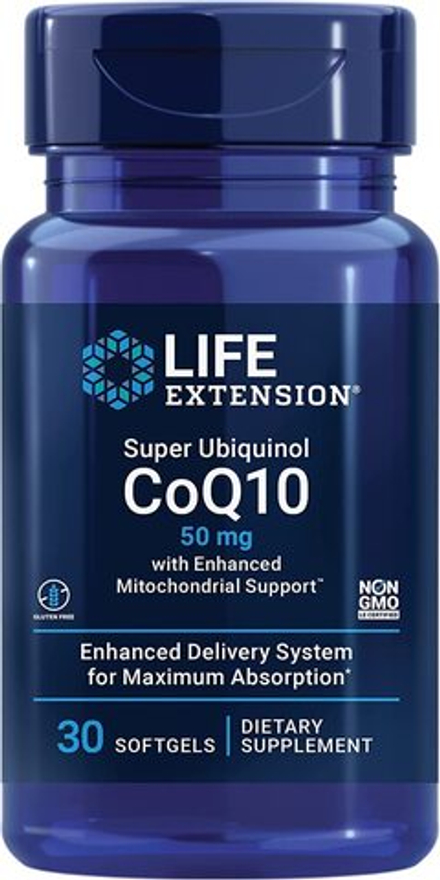 Life Extension, Суперубихинол CoQ10 50 мг с улучшенной поддержкой митохондрий, Super Ubiquinol CoQ10 50 mg with Enhanced Mitochondrial Support, 30 капсул