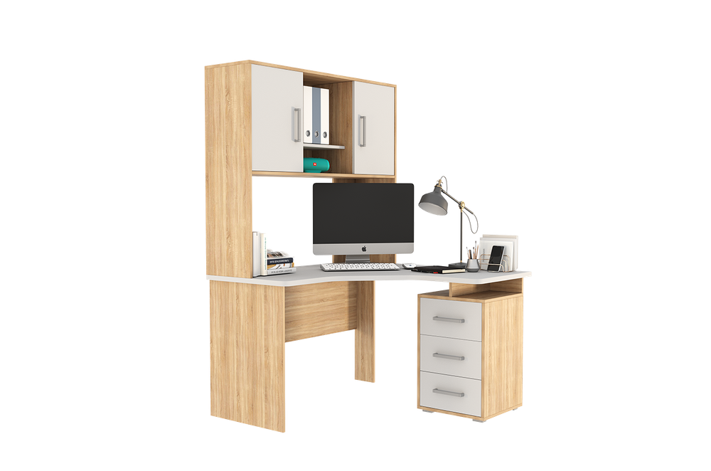 Лайт-2 Стол компьютерный 1200 угловой (дуб сонома/белый), (графит/дуб крафт золотой), (дуб крафт золотой/белый), (кашемир/дуб крафт золотой)