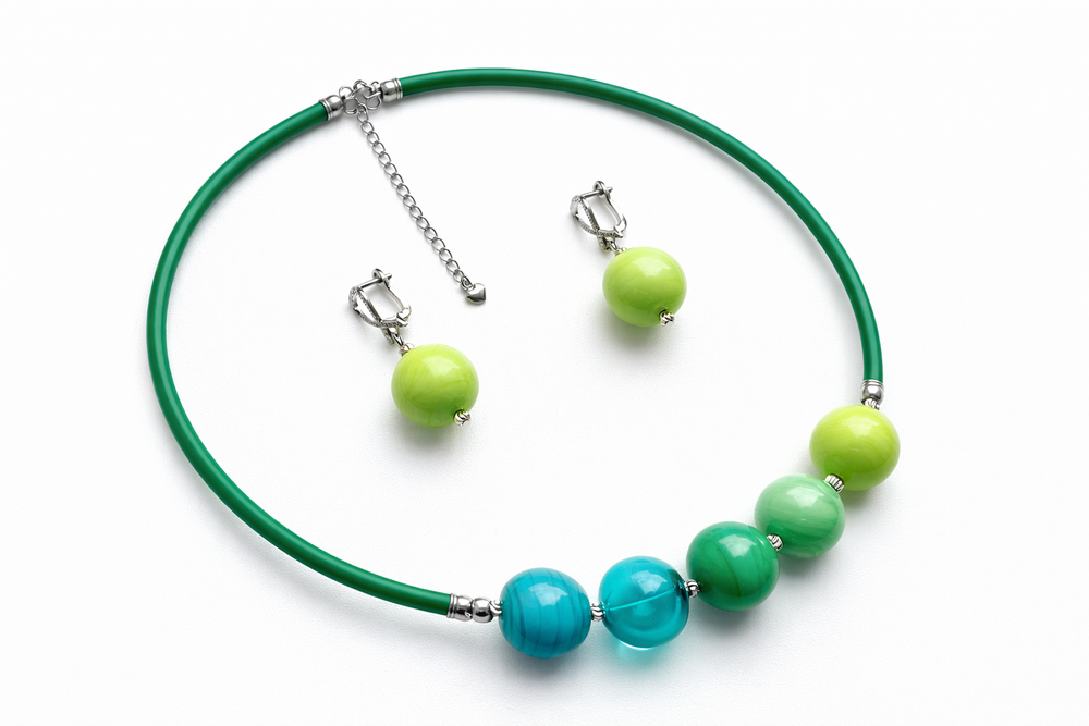 Комплект украшений из муранского стекла: колье, серьги