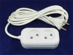 Сетевой электрический удлинитель 5 метров на 2 розетки без заземления JETT ( ДЖЕТТ) РС-2 ( ПВС ) , 2200Вт