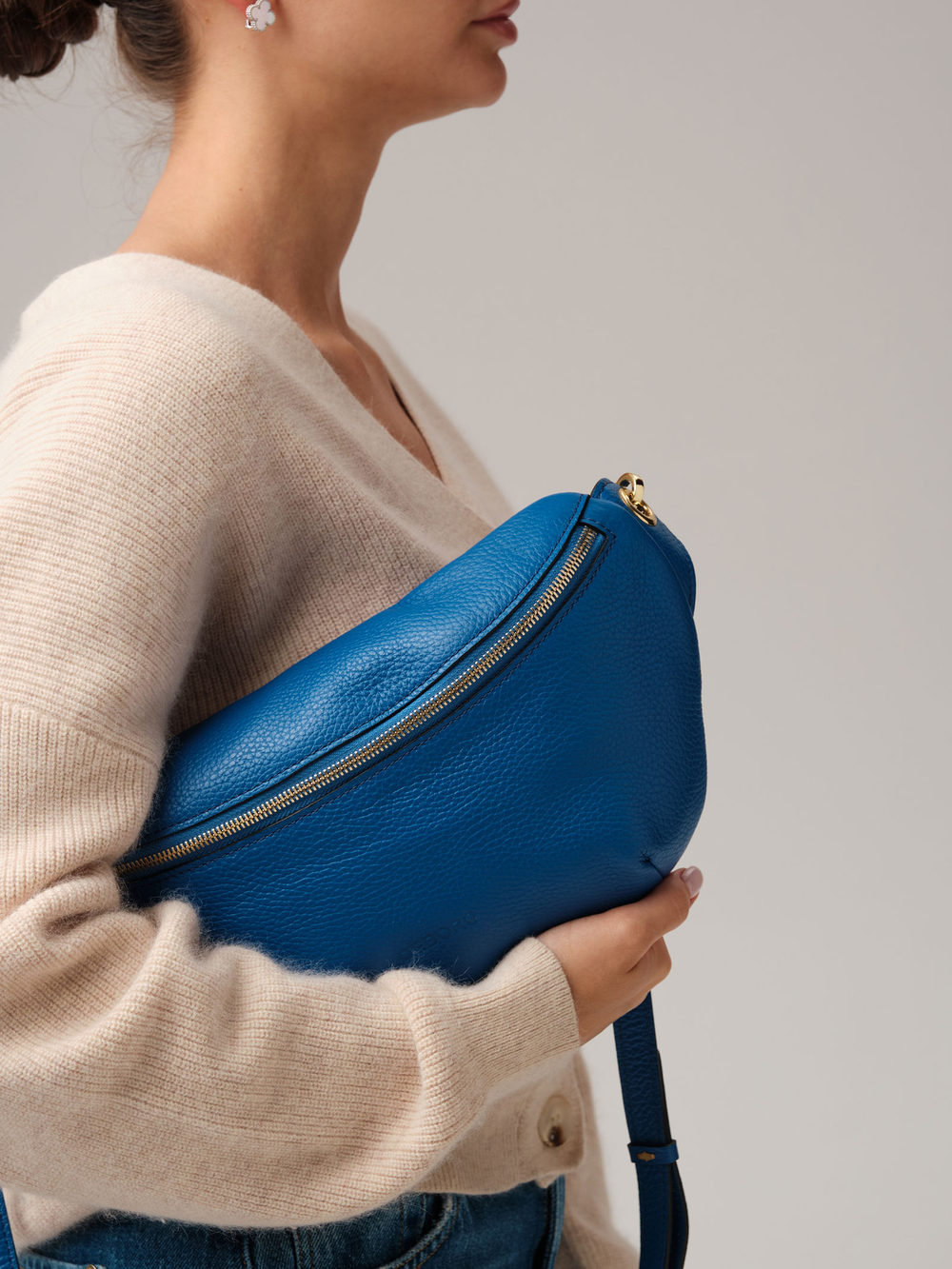 Кожаная сумка Azaro 30808 синяя гуашь