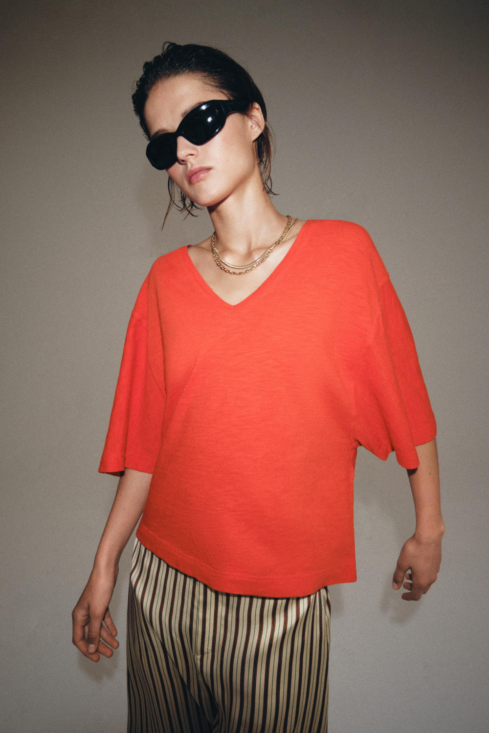 ZARA НАБОР ИЗ 2 ОЖЕРЕЛИЙ С ЦЕПОЧКОЙ И СЕТКОЙ, ЗОЛОТИСТЫЙ