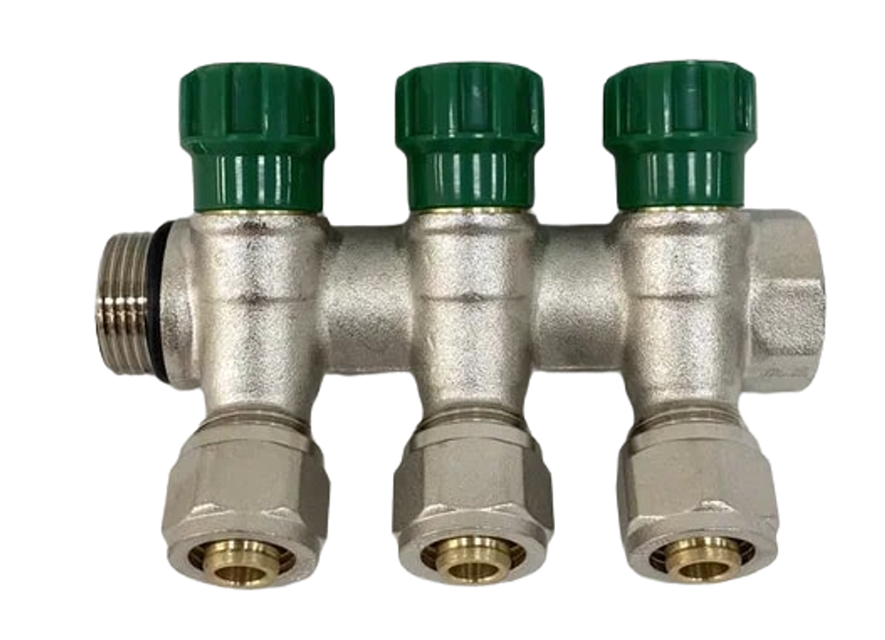 Коллектор Grema НВ 1x16 евроконус на 3 вых c вентилями (CN)