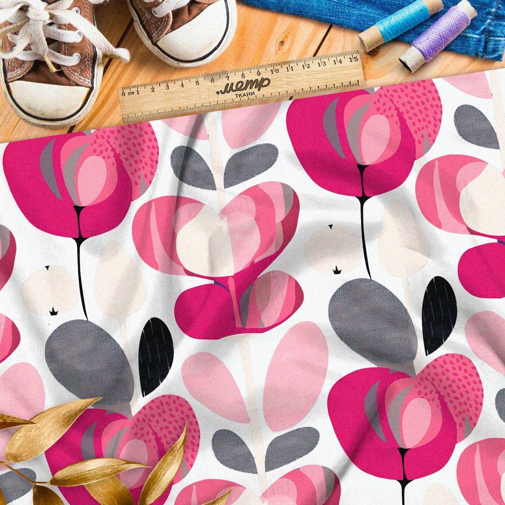 Ткань премиум габардин абстрактный цветок