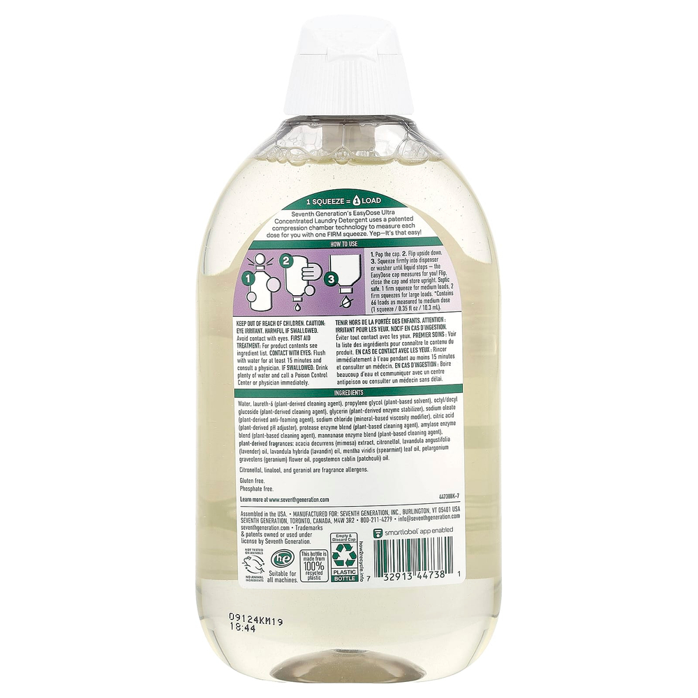 Seventh Generation, Easydose, средство для стирки, со вкусом лаванды, 66 порций, 683 мл (23,1 жидк. унц.)