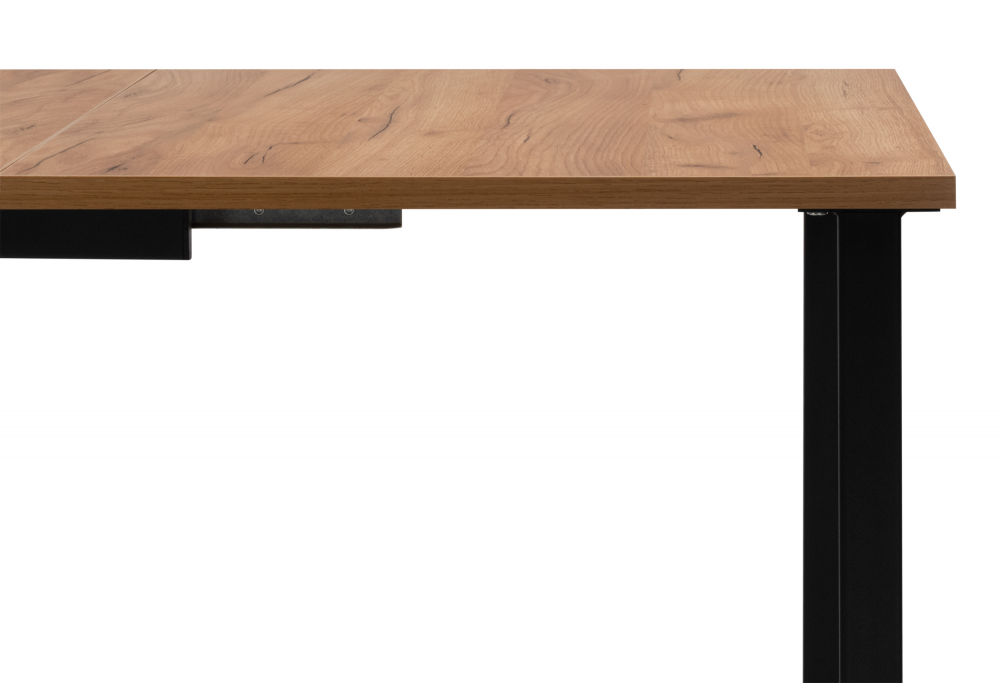 Стол деревянный Woodville Лиман 117 (157) x 77 дуб крафт золотой, черный матовый, ножки черные