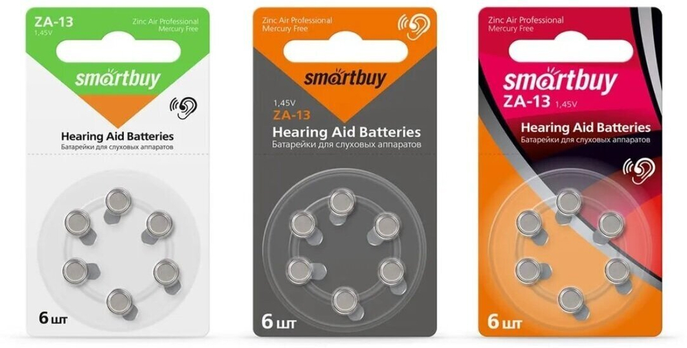 Батарейка SMARTBUY ZA13 BL  для слуховых аппаратов 6шт