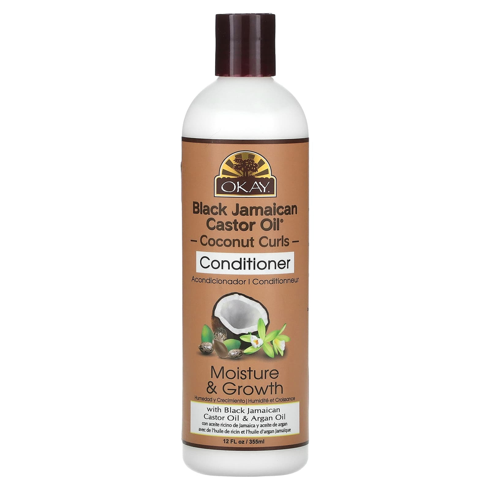 Okay Pure Naturals, Черное ямайское касторовое масло, кокосовые локоны, кондиционер, 355 мл (12 жидк. унц.)