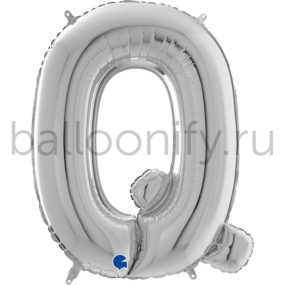 Фольгированная фигура, Буква Q 66 см Silver