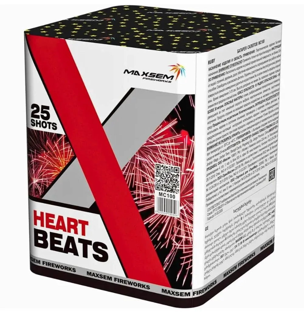Батарея салютов Heart beats (MC100) от Maxsem, 25 залпов, 30 мм