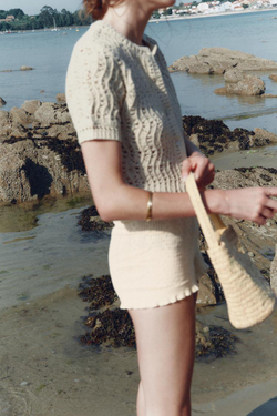 ZARA КАРДИГАН С АЖУРНЫМ УЗОРОМ, БЕЖЕВЫЙ