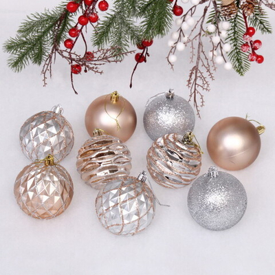 Набор шаров «Diamond shine» 8 см (9 предметов), шампань/серебро