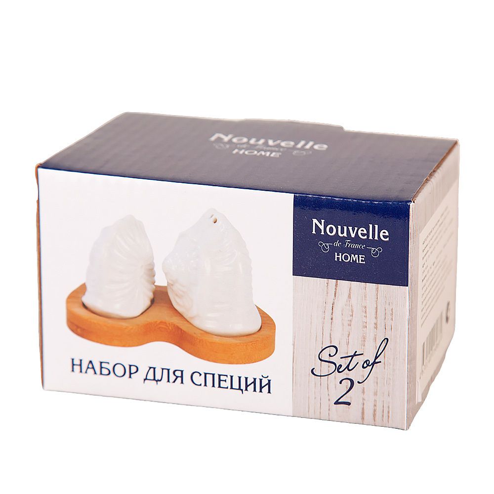 Набор для специй солонка/перечница на бамбуковой подставке "Naturel" 10,5х7х6см (подарочная упаковк