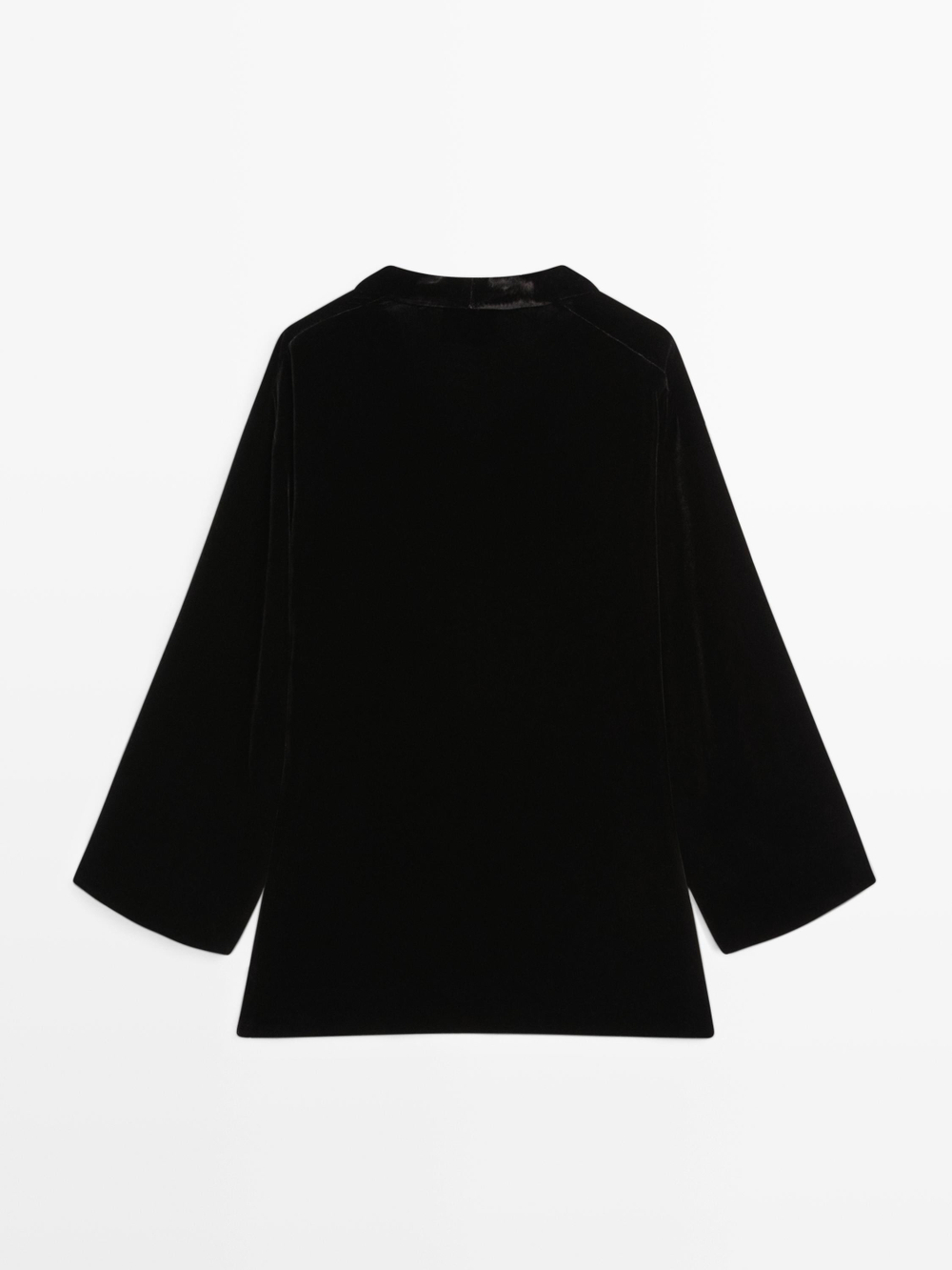 Massimo Dutti Бархатное кимоно с контрастными деталями, черный