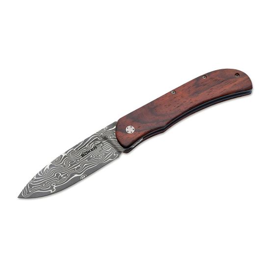 Складной нож Boker 01BO222 DAM Exskelibur I Cocobolo Damast c клинком из стали Damascus, рукоять дерево (Кокоболо)