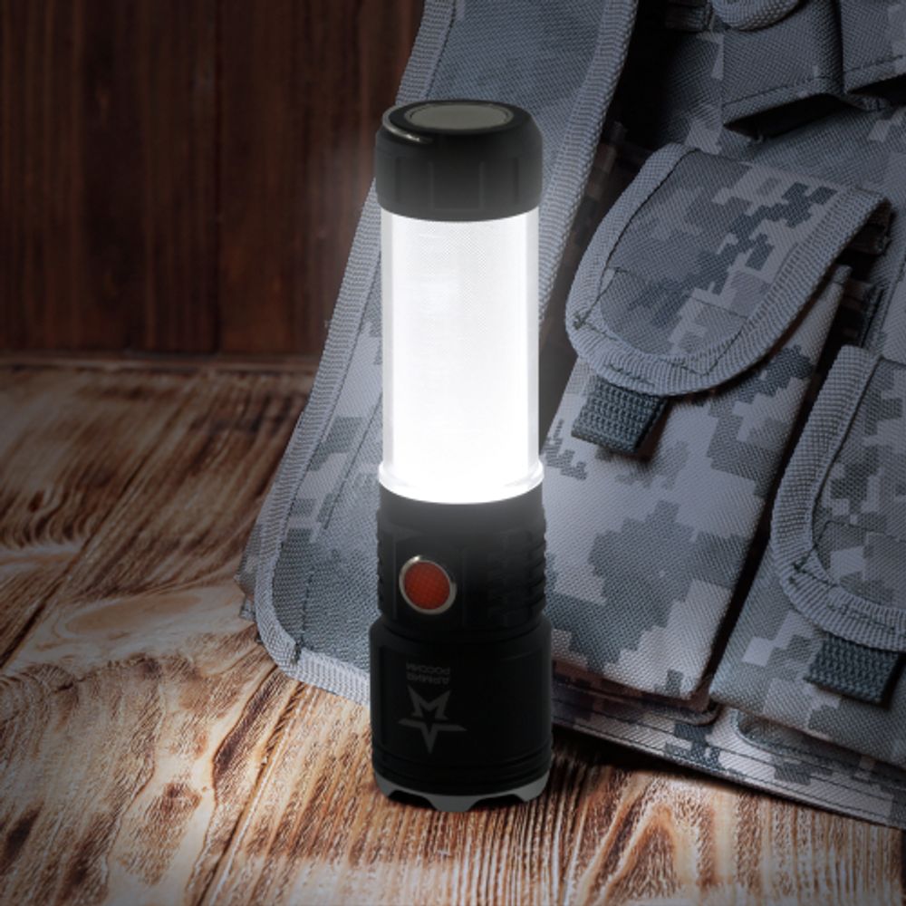 Светодиодный фонарь АРМИЯ РОССИИ MA-703 Тайфун ручной, аккумуляторный,10Вт, 6 режимов, Li аккумулятор, магнит, крючок