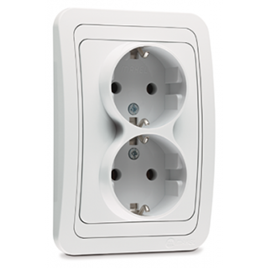 Розетка MAKEL Мимоза 2-местная бел. б/з с/п 16А 250В