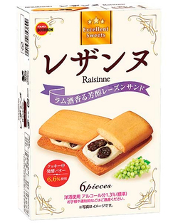 Печенье BOURBON Raisinne сэндвич с изюмом и вкусом рома 6шт, 125.4г