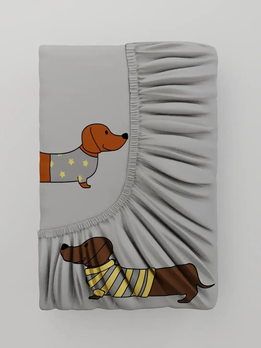 Простынь на резинке поплин Сказка "Таксик" 120x200 см