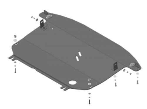 Защита картера двигателя, КПП (5 мм, алюминий) для Citroen DS3 2010-2016 Motodor.30402