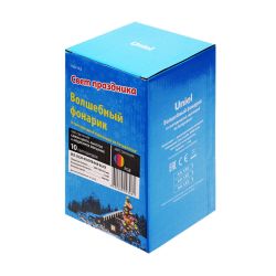 ULD-L1220-010-DTB-RGB BLACK Фонарь со светодиодной гирляндой внутри. на батарейке в комплект не входит. 10 светодиодов. RGB свет. Режим мигания. Черный корпус. 12x20 см. TM Uniel.