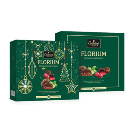 Ассорти шок.конфет "FLORIUM" ЗЕЛЕНАЯ с начинкой вишневая линия/крыжовник (сумка) 170г