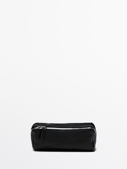 Massimo Dutti Косметичка из кожи наппа, черный