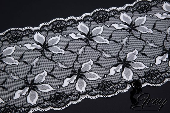 0455 Кружево эластичное 17 см, Италия, жасмин, белый