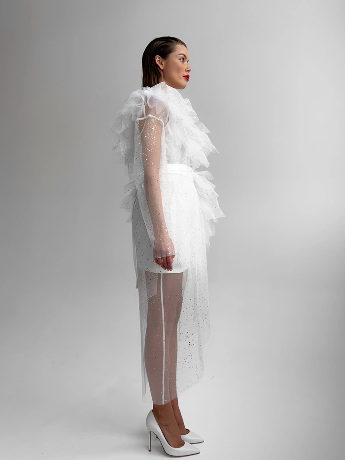 ЮБКА ВЕНСАНИ БЕЛЫЙ С БЛЕСТКАМИ