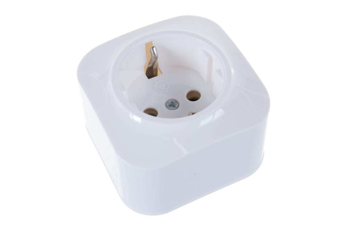 IONICH (UNIVersal) Розетка ОУ 1 мест. белый земля керамика 1416