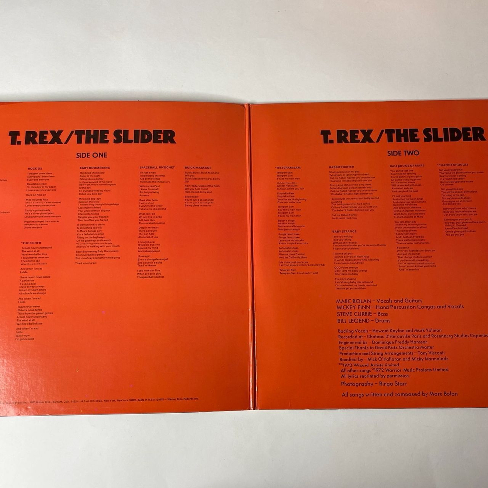 Винтажная виниловая пластинка LP T. Rex The Slider (USA 1972) Baby Boomerang