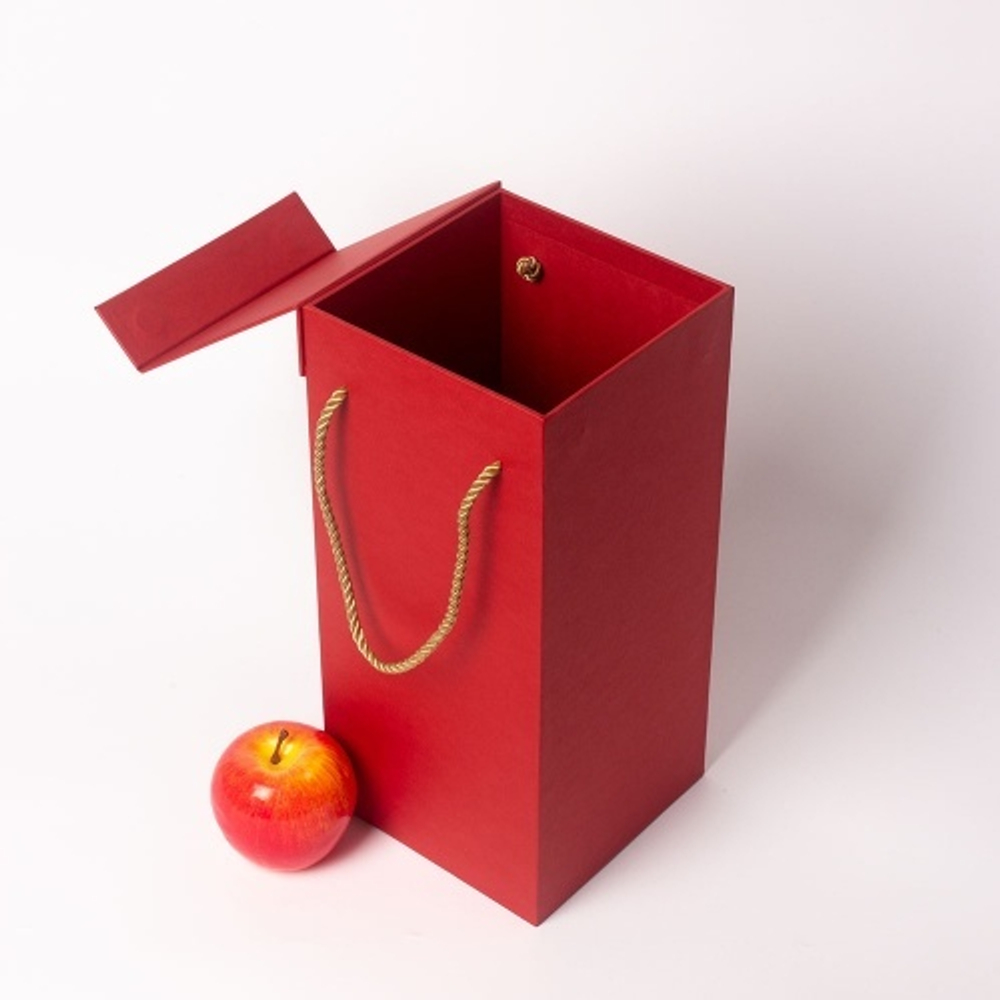 Коробка с откидной крышкой 15х33х15, красный, дизайнерская бумага