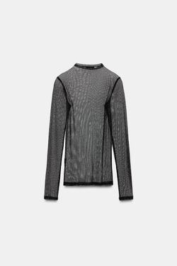 ZARA ТОП С БЛЕСТЯЩЕЙ НИТЬЮ, ЧЕРНЫЙ