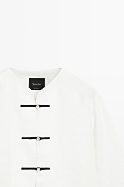 Massimo Dutti Струящаяся льняная рубашка с пуговицами, белый