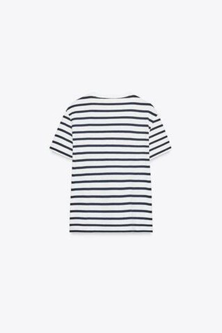 ZARA БАЗОВАЯ ФУТБОЛКА ИЗ ХЛОПКА, ПОЛОСКИ