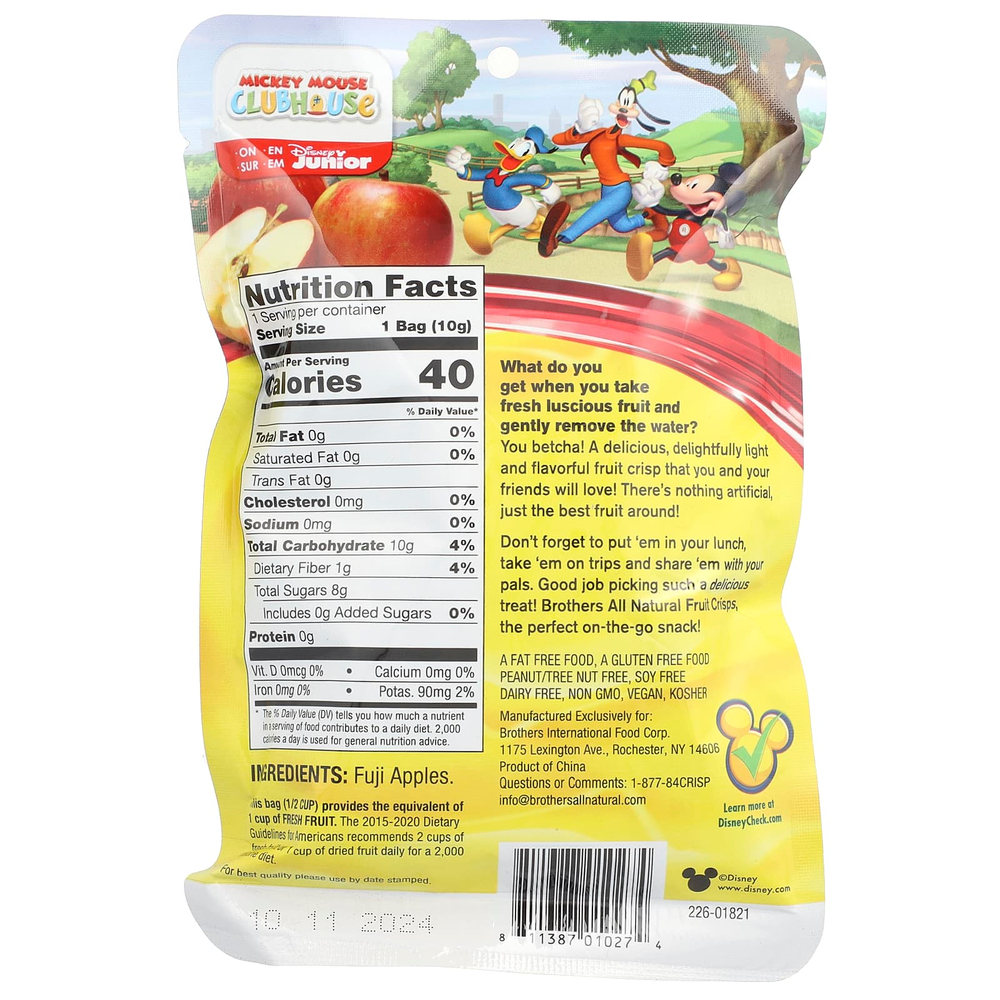 Brothers-All-Natural, Fruit Crisps, Fuji Apple, Disney Junior, 10 г (0,35 унции)