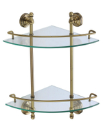 31082-D Угловая стеклянная 2-я полка (БРОНЗА) GANZER (5/1шт)