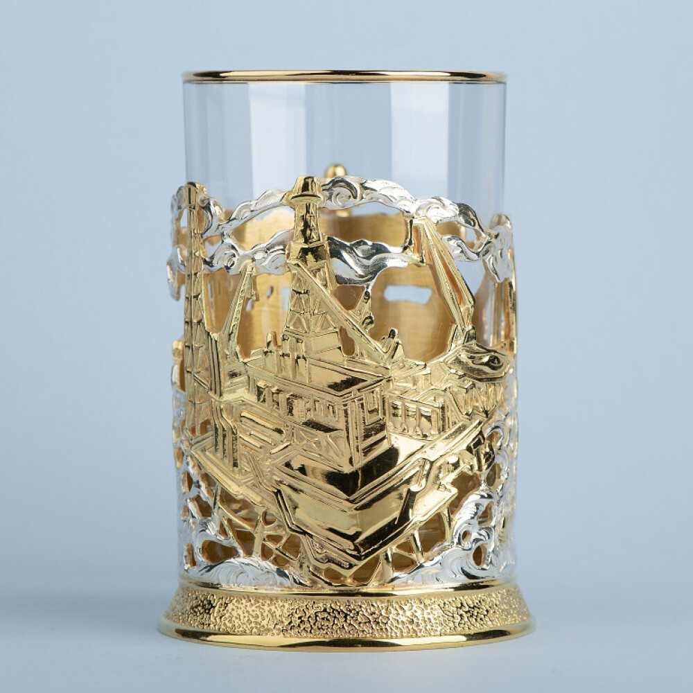Подстаканник Нефтяники с позолотой
