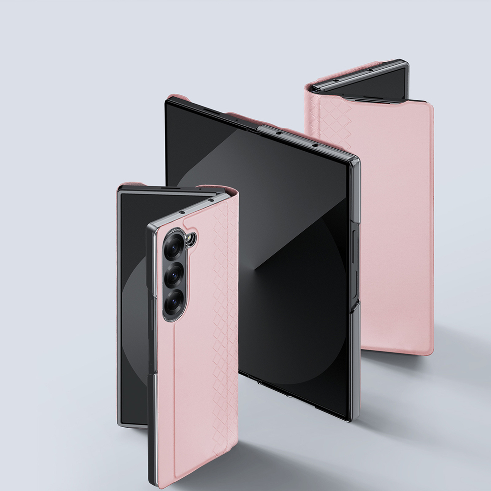 Чехол розового цвета с премиальной искусственной кожи от Dux Ducis для Samsung Galaxy Z Fold 6, серия Bril Series Case